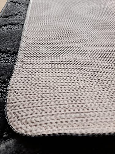 oKu-Tex Design Badematte Antirutsch Set 2 Teilig, rutschfest & waschbar, Badvorleger 60 x 100 cm für das Badezimmer, WC Vorleger mit Ausschnitt 50 x 60 cm, gestreift Kreise, grau anthrazit – Bild 5