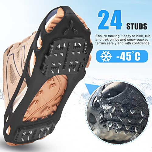 Ice Cleats For Shoes And Boots,Walk Traction Cleats Crampons For Walking On Snow And Ice Anti Slip Ice Shoes Grippers Snow Cleats For Men Women Winter Hiking Climbing #TOP1