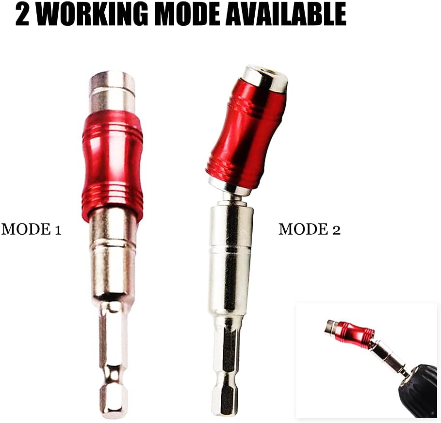 Magnetic Bit Holder Pivot Drill Bit Holder Extender Pivoting Bit Tip Holder Quick Release Flexible Drill Bit Extension + 3 PCS Impact Socket Adapter Set Drive Bit Set 1/4” 3/8” 1/2” Hex Shank -SCRP4