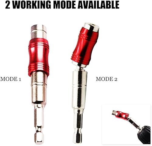 Miniatura 4 de Soporte magnético para brocas, extensor de broca pivotante, extensión de broca flexible de liberación rápida + 3 adaptadores de enchufe de impacto,