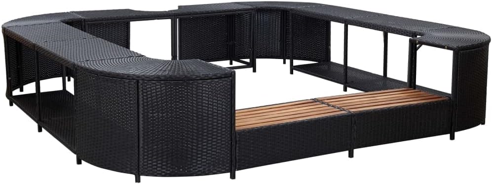 vidaXL Square Spa Surround Black 105.5"x105.5"x21.7" Poly Rattan