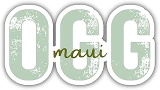 OGG Maui Hawai'i Airport Code Travel Sticker, Multiple Colors, Vinyl Laptop Water Bottle Planner Journal, Places I've Been, Luggage Decal (Green)