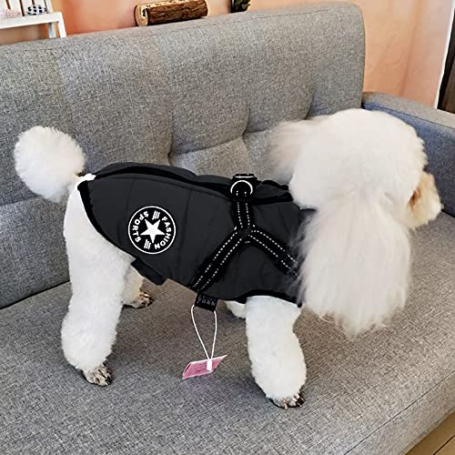 Aiboria Hundemantel für den Hundejacken Winddicht Fleece Wintermantel Kleine Hundeweste Winter Warme Hunde Jacke Gepolsterte Haustier Schwarz S
