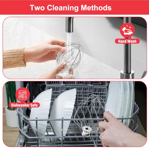 Image of 18 /8 Stainless Steel 6 Wire Whip for KitchenAid 5 Qt Bowl-Lift Stand Mixer, Dishwasher Safe Whisk Attachment, Heavy Duty Replacement Fits K4, K5, K5A, K5SS, KSM5, KP50, KG25
