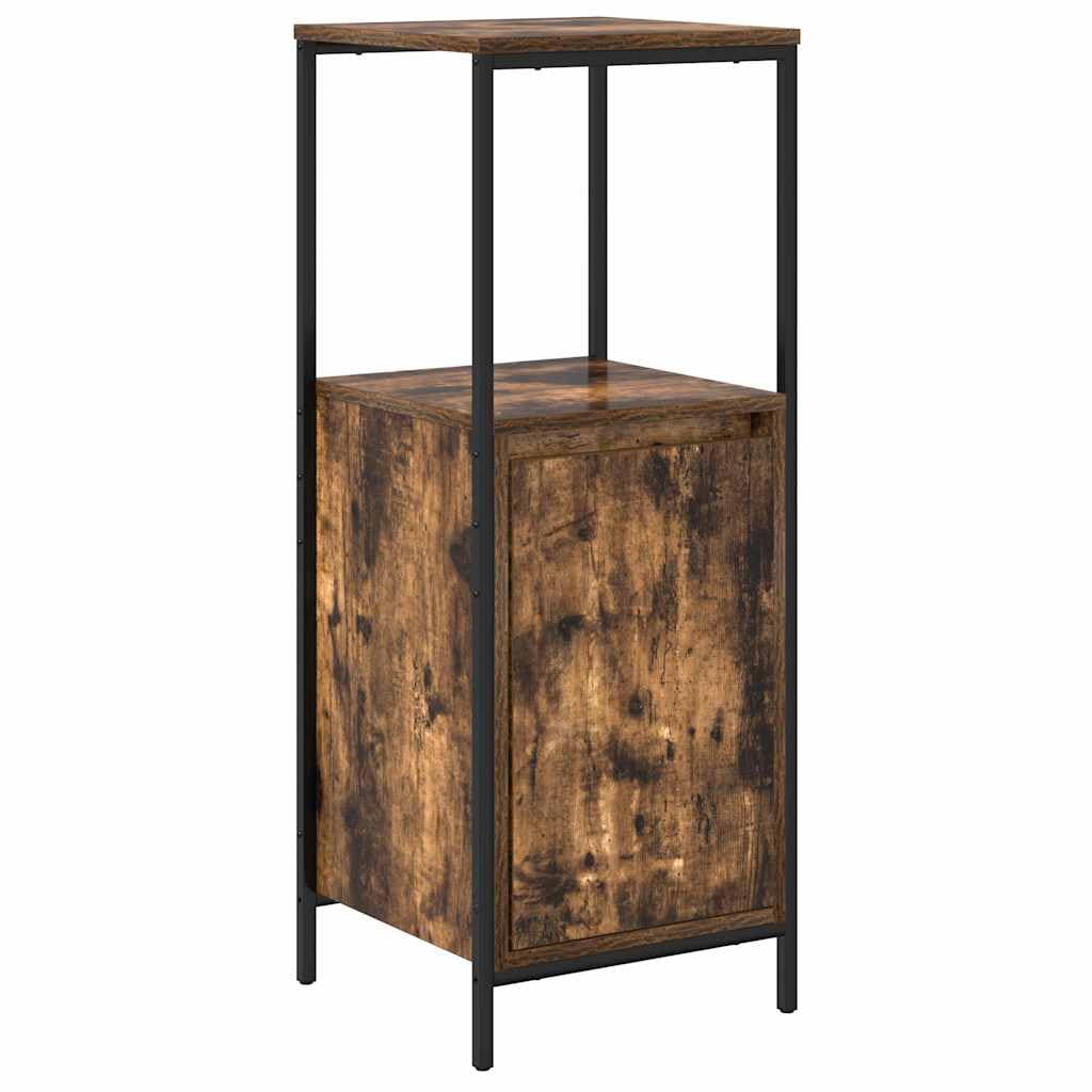 Juego de 3 piezas de lavabo con armario para lavabo de roble ahumado, 36 x 35 x 165 cm, moderno mueble de baño para pequeños baños e invitados