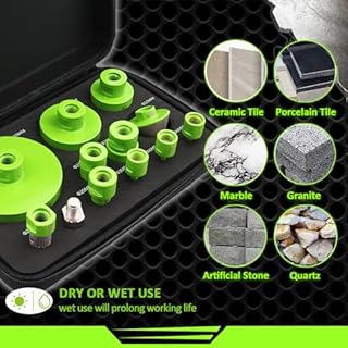 FACHLICH Frese per Piastrelle Gres Porcellanato - 6/6/8/20/25/35/50/68/110mm Punte Trapano, 20mm Fresa, 50mm Smusso, 125mm Disco, Adattatore, Punte Diamantate per Piastrelle Ceramica Marmo Granito