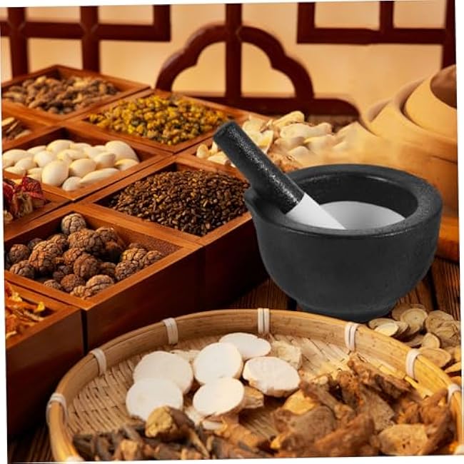 1set Garlic Masher and Pestle Set Grinding Bowl for Seasoning Kitchen Tool for Herbs Spices and Chinese Medicine Smooth Finish for Easy Use