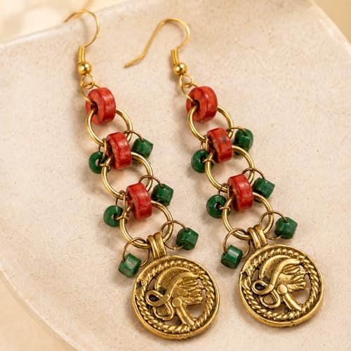 Image of Royal Queen & Empress Handcrafted Tribal Dhokra Earrings Collection for Women - Statement Ethnic Designs in Multiple Colours