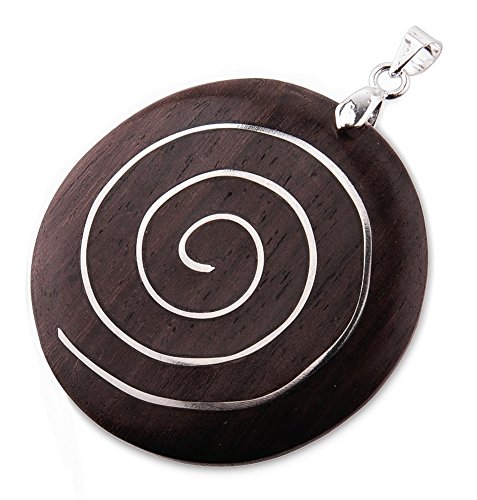 Preisvergleich Produktbild Holz Anhänger"Spirale" Sonoholz mit Edelstahl, Kettenanhänger, Holzschmuck