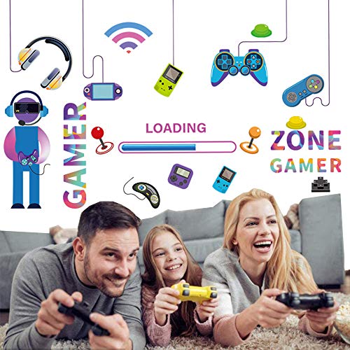 21 Pieces Gamer Wall Stickers Decals, Video Game Glass Decals, Joystick Controller Game Console Boys Room Decor, Cool Gifts for Kids Adult Boy Men Gamer Playroom Bedroom Decorations Cartoon Wallpaper
