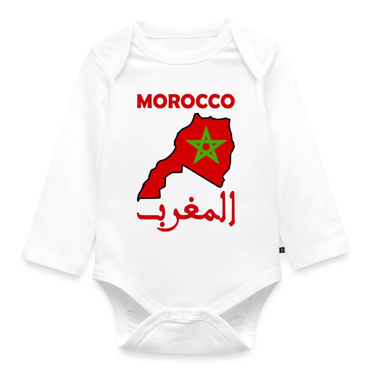Spreadshirt Morocco Carte Maroc Drapeau Cadeau Marocain Body Manches Longues Bébé Bio