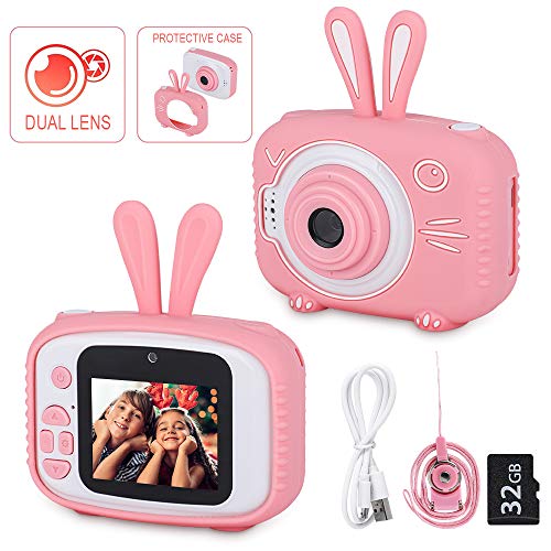 DDGG Upgrade Kids Selfie Camera for Girls Toys 2 inch 1080P HD Children Digital Camera for Age 3 4 5 6 7 8 9 10 Year Old Girls Boys Toddler Camera with 32GB SD Card (Pink)