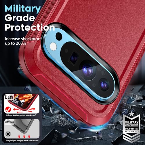 Coque pour Google Pixel 9 antichoc rouge avec 2 protecteurs d'écran - 5