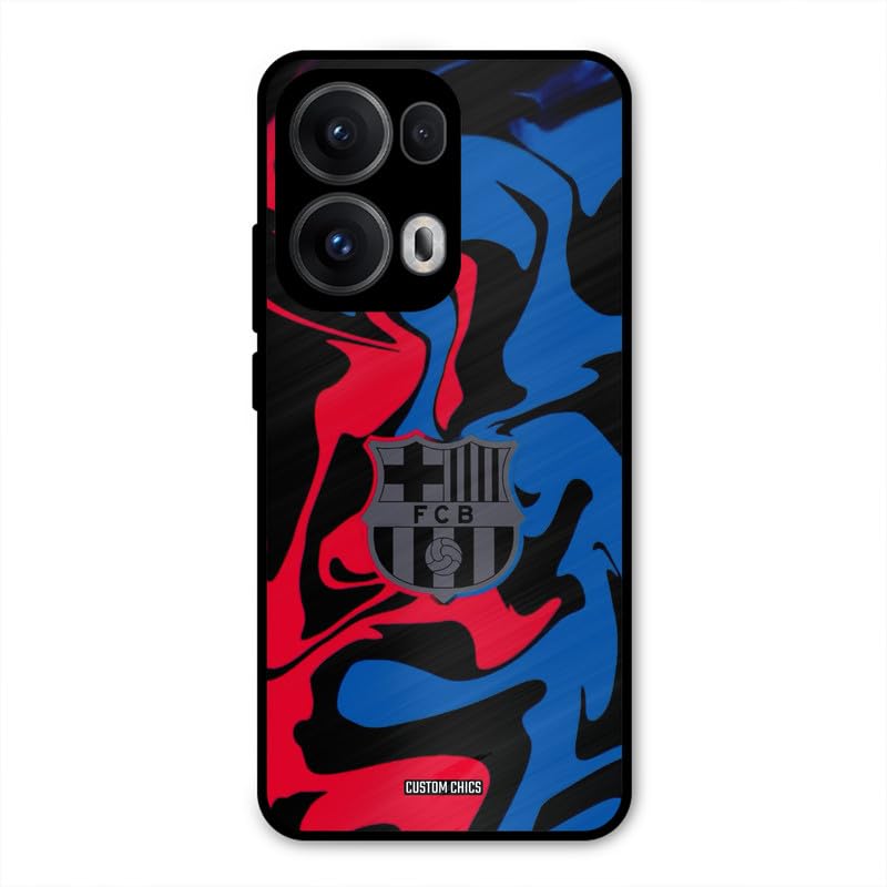 Image of PrintShield FC Barcelona Comic Back Cover for Oppo Reno 13 Pro 5G, Shockproof Printed Phone Case with Soft TPU Sides & Anti-Slip Grip