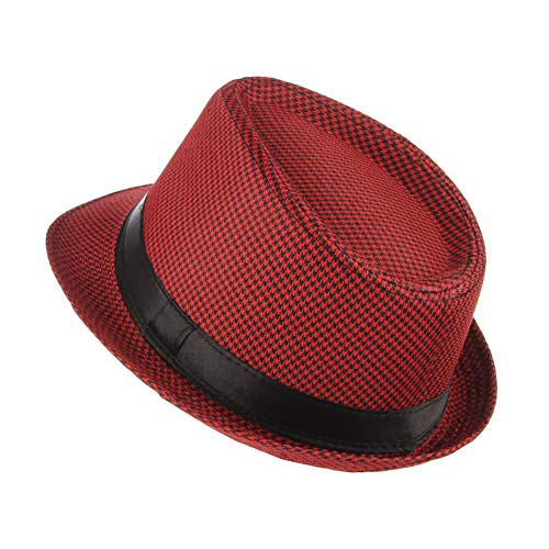 CHENGWJ Fedoras Cap Hommes Classique Jazz Cap Hommes Femmes Casual Unisexe Mode Pied De Poule À Carreaux Fedora Chapeau Courbé Brim Jazz Chapeaux Haut Forme Cover