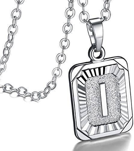 FOCALOOK Letter Pendant Necklace for Women Men Stainless Steel/Gold Plated Initials Jewellery Captial A-Z Alphabet Charm Adjustable Chain 20"+2"inches