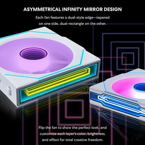Image of Lian Li UNI Fan SL-Infinity Wireless 120-Single Pack -2.4 GHz Wireless Signal Control-ARGB Fan-Customizable Double Infinity Mirror Effect-Daisy-Chain Design- Without Controller - White (12SLIN1W1W)