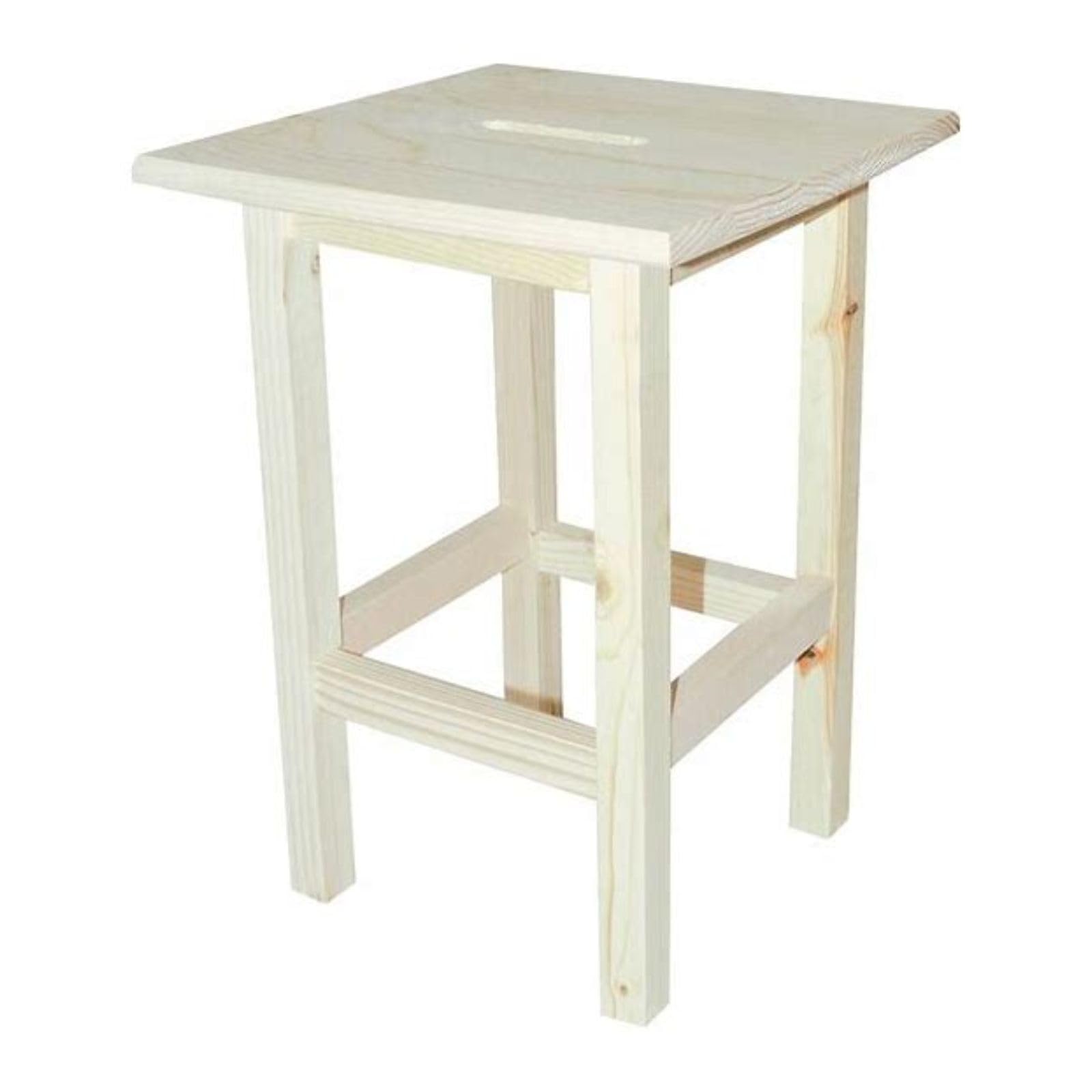 Sgabello Alto in Legno di Pino, Seduta, Panchetto, Sedia senza schienale da Bar, Cucina, Ufficio, Tavolino d'Appoggio, Stile Rustico e Solido, Pino Essiccato per Arredare Casa cm30x30xh45