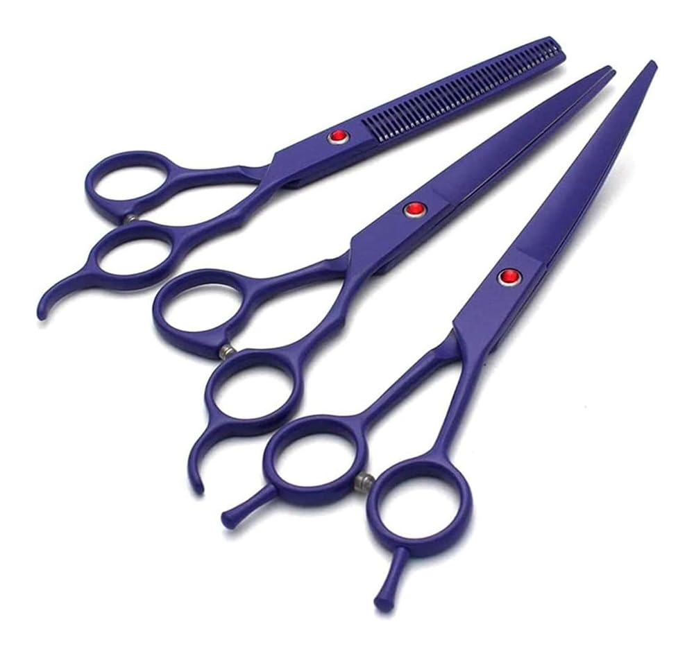 Ciseaux de toilettage, Ciseaux courbés, Ensemble de ciseaux de beauté, adaptés à la coupe des poils des animaux de compagnie(Purple)