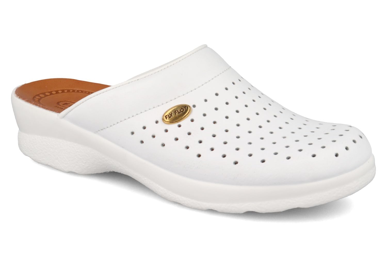 Fly Flot | Woman Professional, Zoccoli Sanitari Donna, Ciabatta con Tomaia in Pelle Forata, Sottopiede in Cuoio