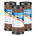 PUREPLUS 5 Micron 10" x 4.5" Whole House Coconut Shell Activated Carbon and KDF Water Filter, Heavy Metal Removal Replacement Water Filter, Compatible with GXWH40L, GXWH35F, BB10, CTO10BB-KDF, 3 PACK
