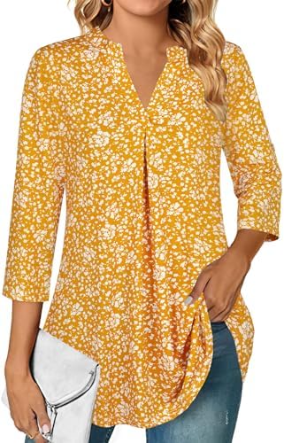 Ninedaily Womens Tops Dressy Casual 3/4 Sleeve V Neck Chiffon Shirt Work Blouses Ninedaily Womens Tops Dressy Casual 3/4 Sleeve V Neck Chiffon Shirt Work Blouses