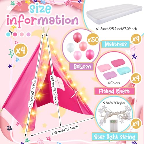 Lemosae 4 Pack Kids Teepee Set