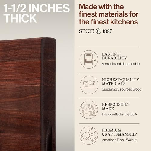 Image of John Boos Block WAL-R02 Walnut Wood Edge Grain Reversible Cutting Board, 24 Inches x 18 Inches x 1.5 Inches | 1.5 inch Thick, 17-lb Reversible Butcher Block with Edge-Grain & Finger Grips, Made in the USA