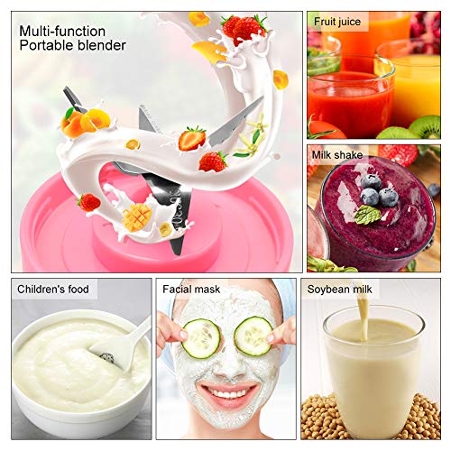 Portable Blender Usb Rechargeable, Small Blender Single Serve, Personal Size Blender Travel Blender Juicer Cup 380Ml (Fda, Bpa Free) (Pink) #TOP2