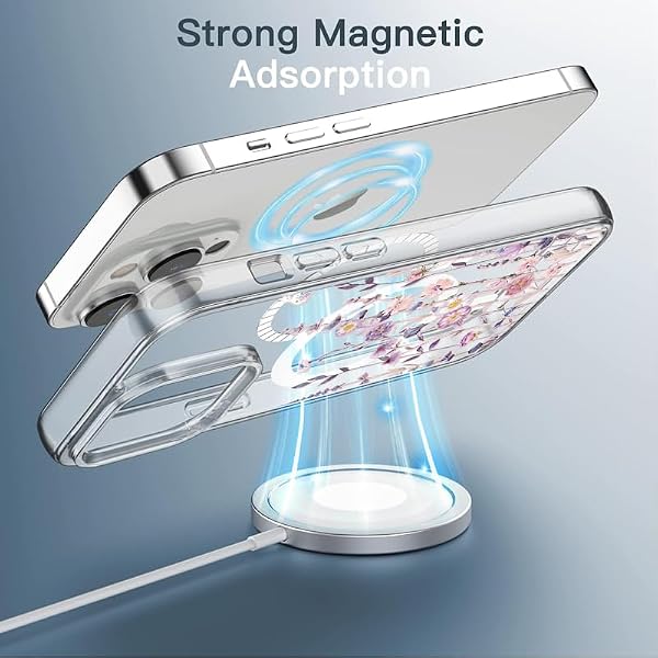 Akeivare for iPhone 17 Magsafe Case,Flower Slim Shockproof Protective Floral Cute Hard PC+TPU Bumper Women Cover Magnetic case by Akeivare - Used condition - Image 4