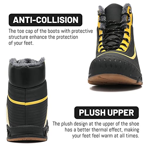 Dahocri Men’s Snow Boots, Insulated Waterproof Winter Shoes Warm Fur Lined Anti-Slip Ankle Boot For Hiking, Backpacking And Construction - Yellow 41 #TOP4