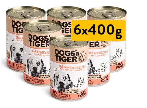 Dogs'n Tiger - “Gaumenfreude” Premium Hunde Nassfutter - Rezeptur mit 67% Fleischanteil + Leinsamenöl + Kräuter - ohne Zucker, Getreide & künstliche Aromen (Geflügel mit Süßkartoffel | 6 x 400 g) Cover