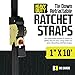 DC Cargo Mall Retractable Ratchet Straps, 2 Pack (1 inch x 10 feet) - Heavy Duty Tie Down Auto Retractable Ratchet Straps-Easy Self Contained Black Ratchet Strap Tie Downs for Trailers, Vehicles, Boat