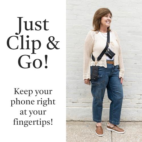 Image of Save the Girls Original Clip and Go Phone Strap Pattern (Classic - Black) - Crossbody Phone Strap Chain with Zipper Wallet Pouch - Phone Lanyard Zippered