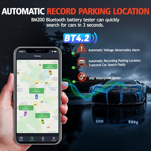 Image of ANCEL BM200-US Car Battery Tester 12V Automotive Battery Monitor Bluetooth Auto Battery Load Tester with Cranking Charging Test Alarm Record Voltage History Voltmeter for Car /RV /Motorcycle /Truck /Boat