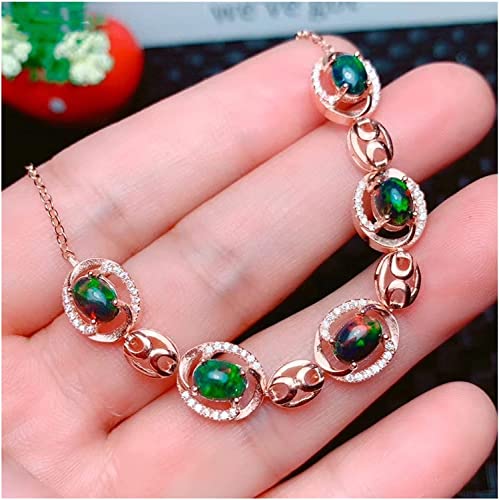 Bracelet opale noire en argent 925, le meilleur cadeau de mariage