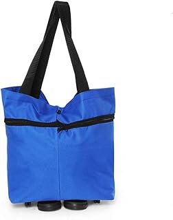 Borsa pieghevole per carrello con ruote, multifunzione, grande capacità, colore: blu