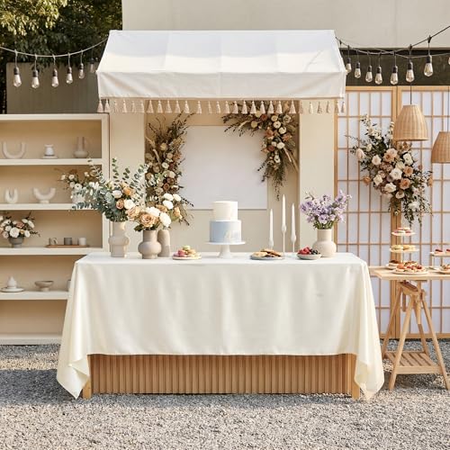12 Pack Ivory Satin Tablecloth 58 x 102 Inch Overlay Seamless Design by COSINIA - Used condition - Image 4