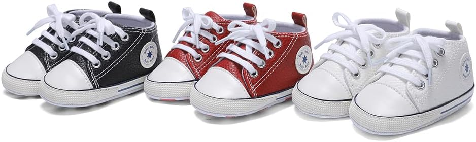 Baby Boys Girls Shoes,Infant Non-Slip PU Leather High Top Sneakers,Toddler Soft Rubber Sole First Walking Shoes 0-18 Months