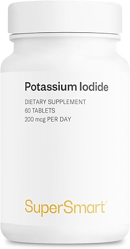 SuperSmart - Yoduro de potasio KI 200mcg por día (yodo estable) - Escudo de alta potencia | Sin OMG y sin gluten | 60 tabletas