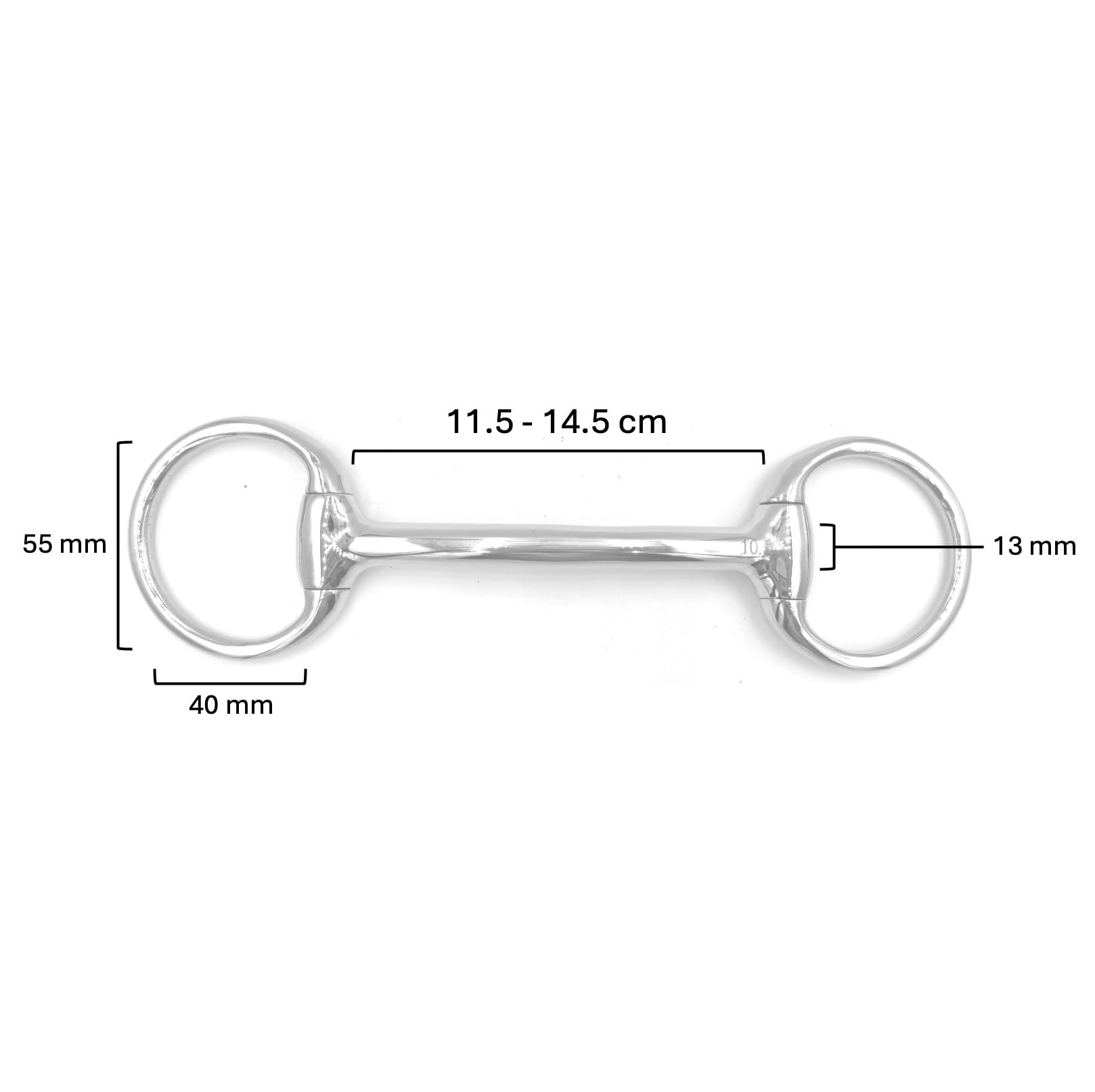 Gebiss Olivenkopfstange Stangengebiss aus Edelstahl Ringdurchmesser 55 mm Gebissstärke 13 mm