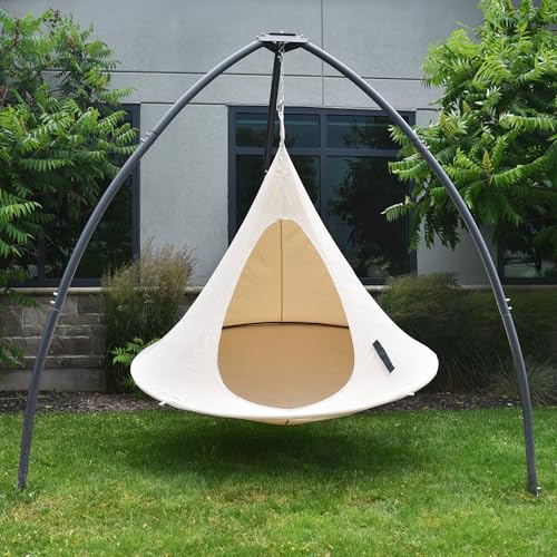 Image of Vivere All Weather Polyester and Cotton Double Hammock Cacoon, Natural White