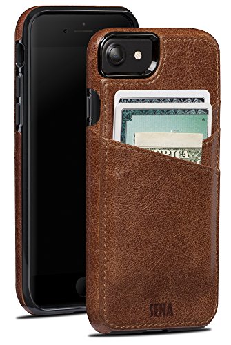 Sena Lugano Wallet Drop Safe Leather Wallet Snap On Case Iphone 6, 7, 8 - Cognac