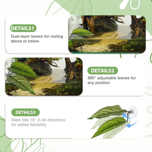 Image of Jeffdad 4Pcs Fish Leaf Pad Fish Tank Accessories Aquarium Decor Simulating Plants Betta Natural Soft Aquarium Plastic Plants for Betta Fish Tank Decorations