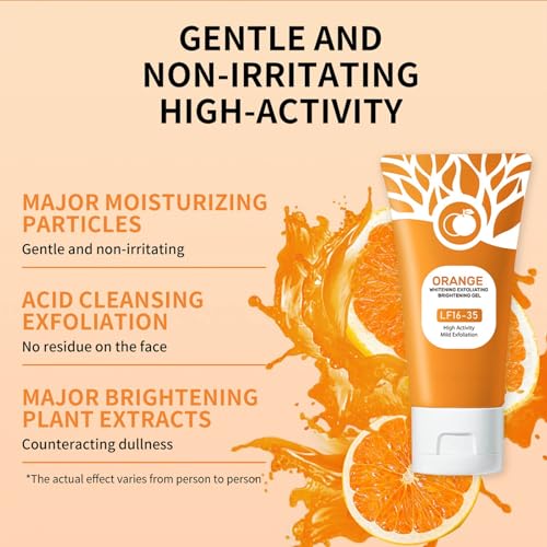 Ezyuanchly Orange Exfoliating Gel, Moisturizer Face Body Scrub Gel,Deep Cleansing Moisturizing Facial Exfoliator,Natural Orange Peeling Gel Face Scrub (2PCS)