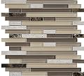 Simple Tile - 5 Sheets Glass and Stone Mosaic Tile for Kitchen Backsplash, Bathroom Shower Wall, Etc, "Horizon Collection", Mixed Strips, 12"X12"X5/16" (Set of 5 Sheets, GM 2203 - Chocolate)