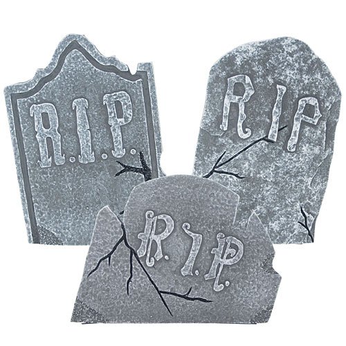 Set of 3 Large Crooked Leaning Weathered Ancient Style Tombstones Halloween Lawn Yard Decor