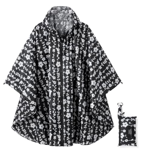 Image of salamra Rain Poncho Jacket - Hooded Waterproof Raincoat with Pocket for Women Men Adults
