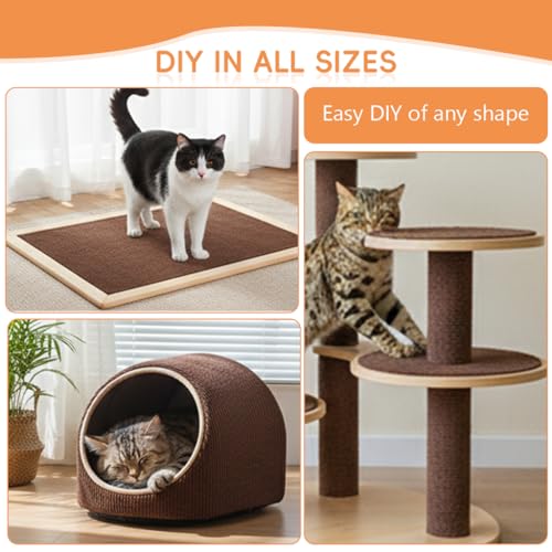 Image of Qpets Cat Scratcher Pad 40x100cm Self-Adhesive Thicken Furniture Protector Surface Guard Wrap with 10Pcs Invisible Spiral Twist Pins, for Sofa, Leather Couch, Wall -Brown