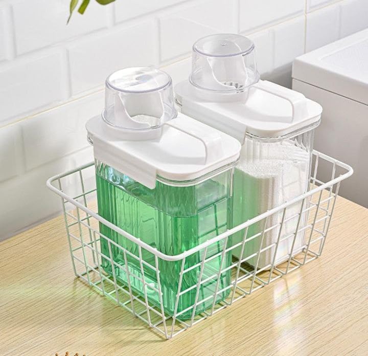 1800ML Washing Powder Container – Airtight Clear Laundry Detergent Storage Jar for for Bathroom Countertop, Home & Utility Room (2)-image-30